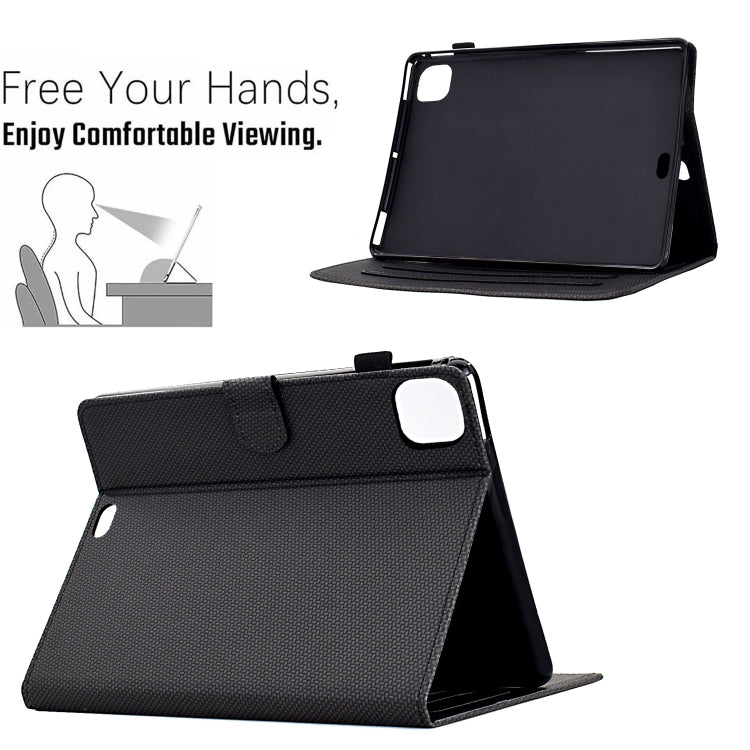 For iPad Pro 11 2024 Solid Color Fiber Texture Smart Tablet Leather Case(Black) - iPad Pro 11 2024 Cases by buy2fix | Online Shopping UK | buy2fix