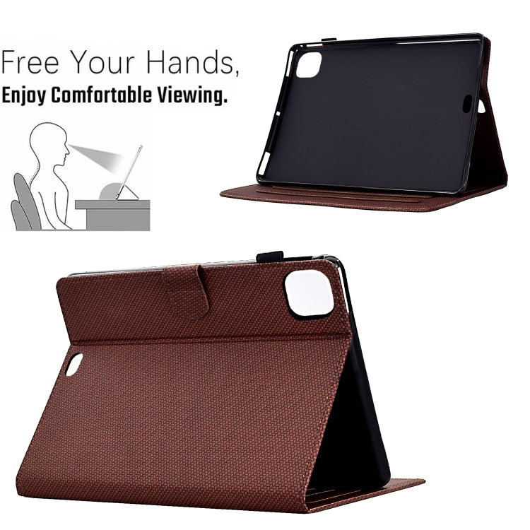 For iPad Air 11 2024 Solid Color Fiber Texture Smart Tablet Leather Case(Brown) - iPad Air 11 2024 Cases by buy2fix | Online Shopping UK | buy2fix