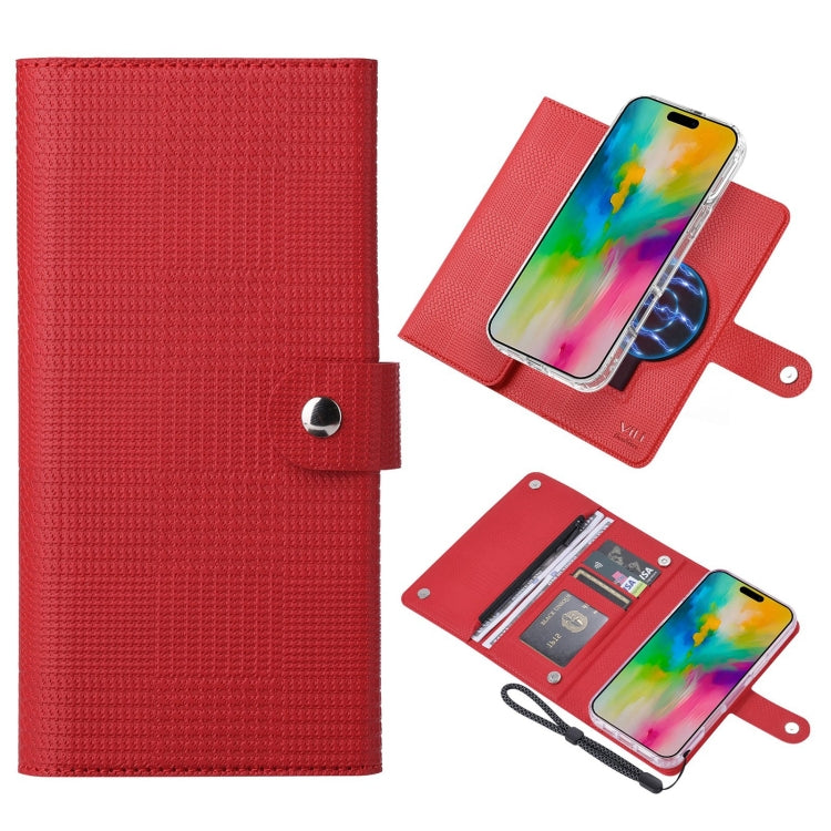 For iPhone 16 ViLi GHB-C Series RFID MagSafe Magnetic Flip Leather Phone Case(Red) - iPhone 16 Cases by ViLi | Online Shopping UK | buy2fix