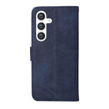 For Samsung Galaxy S25 5G Classic Calf Texture Flip Leather Phone Case(Blue) - Galaxy S25 5G Cases by buy2fix | Online Shopping UK | buy2fix