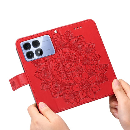 For Redmi K70 Ultra Seven-petal Flowers Embossing Leather Phone Case(Red) - Xiaomi Cases by buy2fix | Online Shopping UK | buy2fix