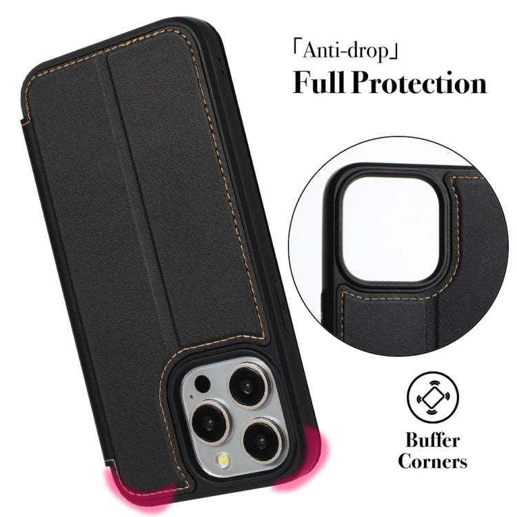 For iPhone 16 Pro Max Magnetic Armor Series RFID Card Slots Leather Phone Case(Black) - iPhone 16 Pro Max Cases by buy2fix | Online Shopping UK | buy2fix