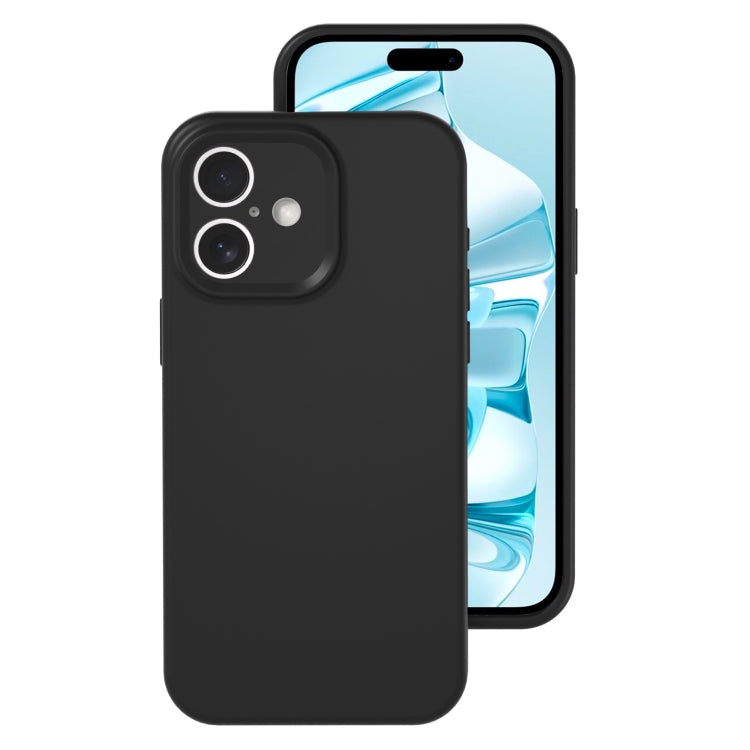 For iPhone 16 Precise Hole Liquid Silicone Jelly Color Full Coverage Phone Case(Black) - iPhone 16 Cases by buy2fix | Online Shopping UK | buy2fix