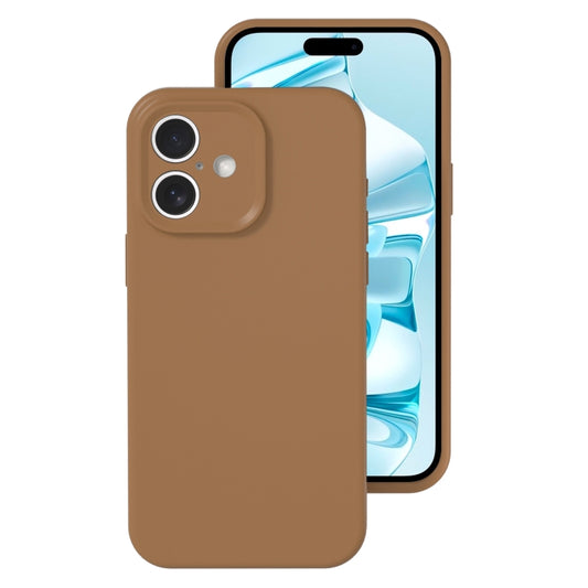 For iPhone 16 Precise Hole Liquid Silicone Jelly Color Full Coverage Phone Case(Khaki) - iPhone 16 Cases by buy2fix | Online Shopping UK | buy2fix