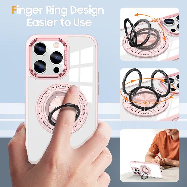 For iPhone 16 Pro Magnetic Rotating Ring Holder Phone Case(Pink) - iPhone 16 Pro Cases by buy2fix | Online Shopping UK | buy2fix