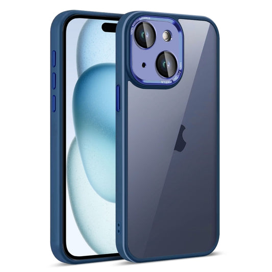 For iPhone 15 Colorful Armor Lens Film Translucent Phone Case(Blue) - iPhone 15 Cases by buy2fix | Online Shopping UK | buy2fix