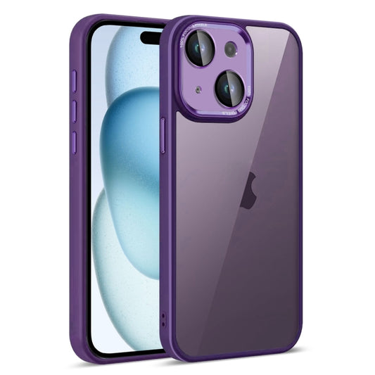 For iPhone 15 Colorful Armor Lens Film Translucent Phone Case(Purple) - iPhone 15 Cases by buy2fix | Online Shopping UK | buy2fix