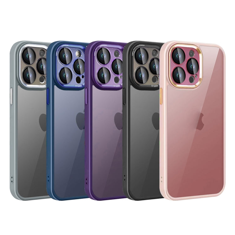 For iPhone 15 Colorful Armor Lens Film Translucent Phone Case(Grey) - iPhone 15 Cases by buy2fix | Online Shopping UK | buy2fix