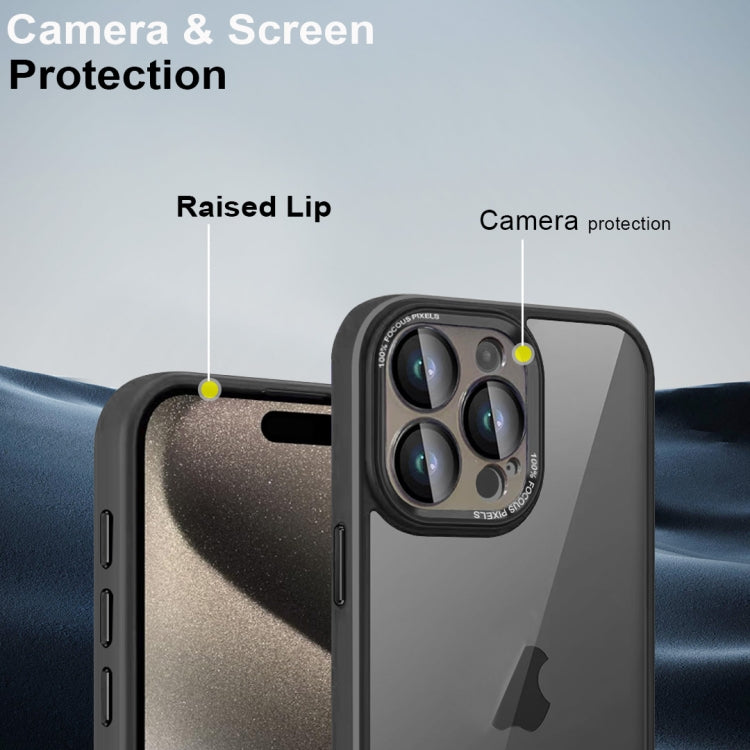 For iPhone 15 Colorful Armor Lens Film Translucent Phone Case(Grey) - iPhone 15 Cases by buy2fix | Online Shopping UK | buy2fix