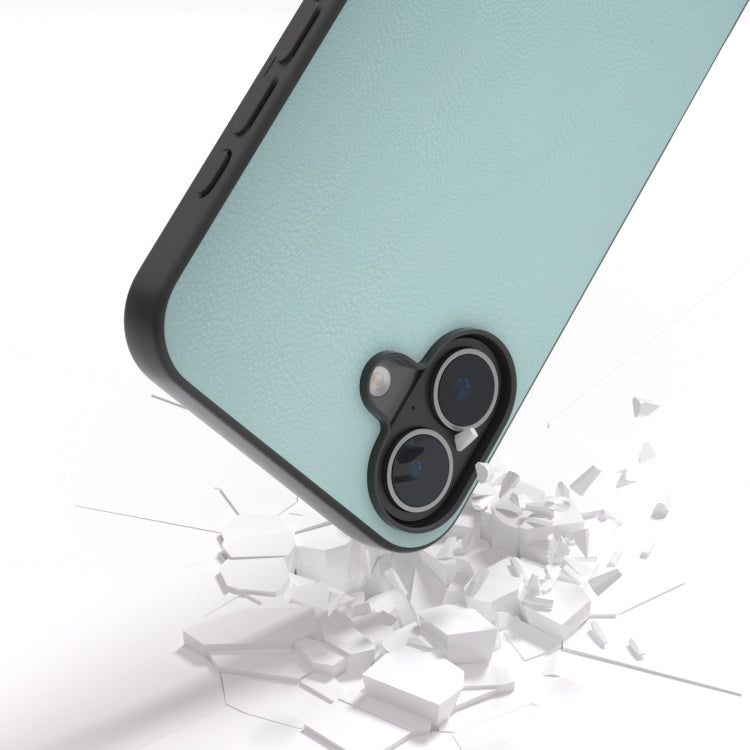 For iPhone 16 Plus PU Leather Black Frame Full Coverage Phone Case(Light Blue) - iPhone 16 Plus Cases by buy2fix | Online Shopping UK | buy2fix