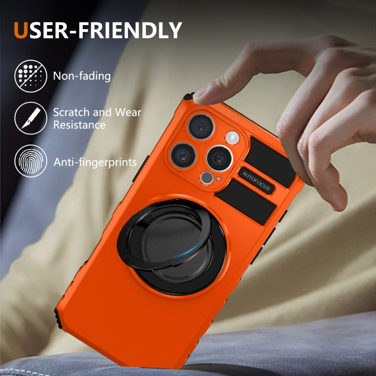 For iPhone 16 Pro Rotating Magnetic Holder Phone Case(Orange) - iPhone 16 Pro Cases by buy2fix | Online Shopping UK | buy2fix