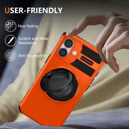 For iPhone 16 Plus Rotating Magnetic Holder Phone Case(Orange) - iPhone 16 Plus Cases by buy2fix | Online Shopping UK | buy2fix