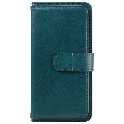 For iPhone 16 Multi-Function Wallet 10 Card Slots Leather Phone Case(Dark Green) - iPhone 16 Cases by buy2fix | Online Shopping UK | buy2fix