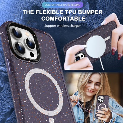 For iPhone 15 Plus Colorful Ink-splash Magsafe PC Hybrid TPU Phone Case(Purple) - iPhone 15 Plus Cases by buy2fix | Online Shopping UK | buy2fix