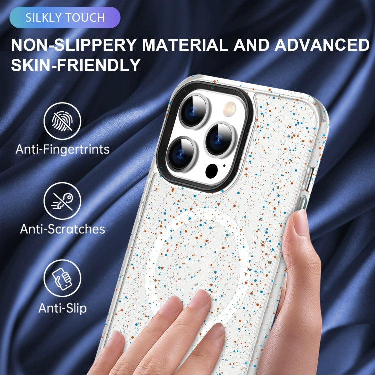 For iPhone 14 Colorful Ink-splash Magsafe PC Hybrid TPU Phone Case(White) - iPhone 14 Cases by buy2fix | Online Shopping UK | buy2fix