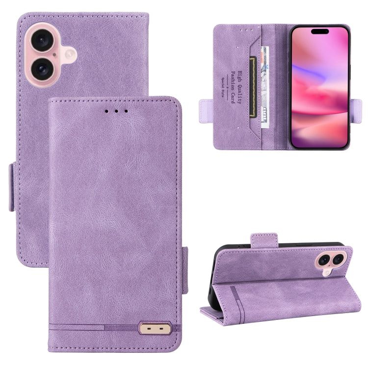 For iPhone 16 Plus Magnetic Clasp Leather Phone Case(Purple) - iPhone 16 Plus Cases by buy2fix | Online Shopping UK | buy2fix