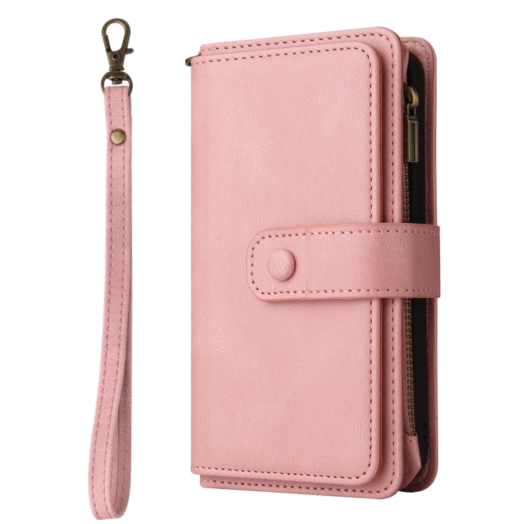 For iPhone SE 2024 Skin Feel Multi Card Slots Zipper Wallet Leather Phone Case(Pink) - More iPhone Cases by buy2fix | Online Shopping UK | buy2fix