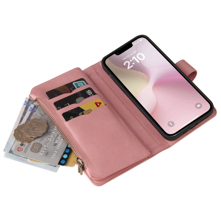 For iPhone SE 2024 Skin Feel Multi Card Slots Zipper Wallet Leather Phone Case(Pink) - More iPhone Cases by buy2fix | Online Shopping UK | buy2fix