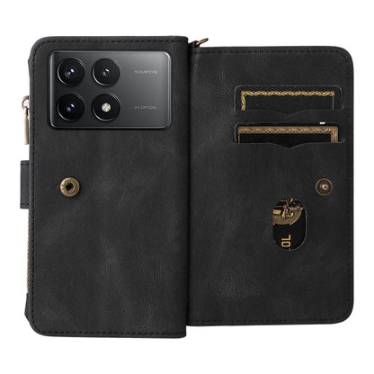 For Xiaomi Poco F6 Pro Skin Feel Multi Card Slots Zipper Wallet Leather Phone Case(Black) - Xiaomi Cases by buy2fix | Online Shopping UK | buy2fix