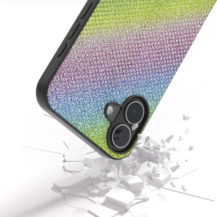 For iPhone 16 Diamond Black Frame Phone Case(Rainbow Diamond) - iPhone 16 Cases by buy2fix | Online Shopping UK | buy2fix