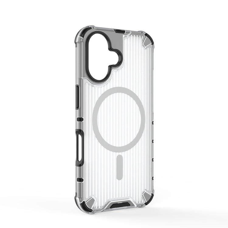 For iPhone 16 Grating Airbag Shockproof MagSafe Frosted Phone Case(Transparent) - iPhone 16 Cases by buy2fix | Online Shopping UK | buy2fix