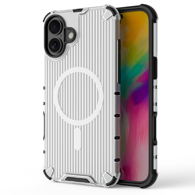 For iPhone 16 Plus Grating Airbag Shockproof MagSafe Frosted Phone Case(Transparent) - iPhone 16 Plus Cases by buy2fix | Online Shopping UK | buy2fix