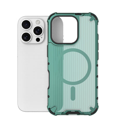 For iPhone 16 Pro Grating Airbag Shockproof MagSafe Frosted Phone Case(Green) - iPhone 16 Pro Cases by buy2fix | Online Shopping UK | buy2fix