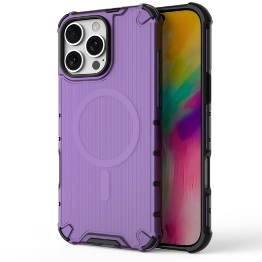 For iPhone 16 Pro Max Grating Airbag Shockproof MagSafe Frosted Phone Case(Purple) - iPhone 16 Pro Max Cases by buy2fix | Online Shopping UK | buy2fix