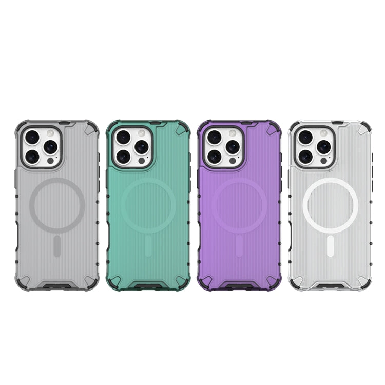 For iPhone 16 Pro Max Grating Airbag Shockproof MagSafe Frosted Phone Case(Purple) - iPhone 16 Pro Max Cases by buy2fix | Online Shopping UK | buy2fix