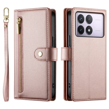 For Redmi K70 Nine Card-slot Zipper Wallet Bag Leather Phone Case(Pink) - K70 Cases by buy2fix | Online Shopping UK | buy2fix