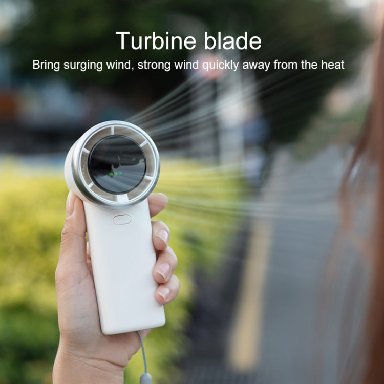 N603 HD Digital Display Handheld Turbine Fan(White) - Electric Fans by buy2fix | Online Shopping UK | buy2fix