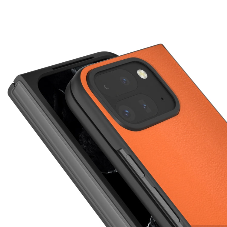 For Google Pixel 9 Pro Fold PU Leather Black Frame Full Coverage Phone Case(Orange) - Google Cases by buy2fix | Online Shopping UK | buy2fix