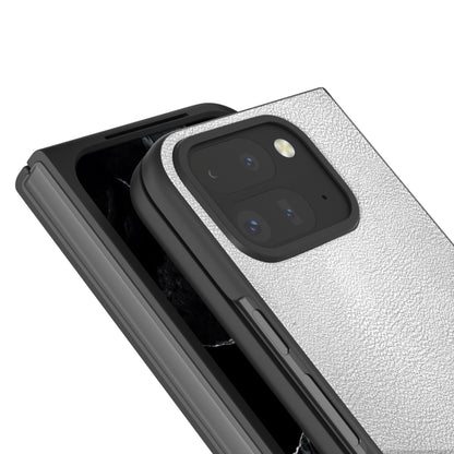 For Google Pixel 9 Pro Fold PU Leather Black Frame Full Coverage Phone Case(Silver) - Google Cases by buy2fix | Online Shopping UK | buy2fix