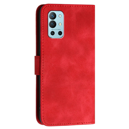 For OnePlus 11 YX0080 Grid Butterfly Embossed Pattern Flip Leather Phone Case with Lanyard(Red) - OnePlus Cases by buy2fix | Online Shopping UK | buy2fix