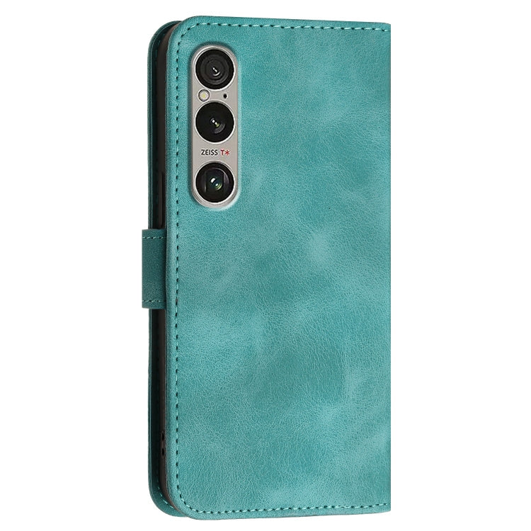 For Sony Xperia 1 VI 2024 YX0080 Grid Butterfly Embossed Pattern Flip Leather Phone Case with Lanyard(Light Blue) - Sony Cases by buy2fix | Online Shopping UK | buy2fix