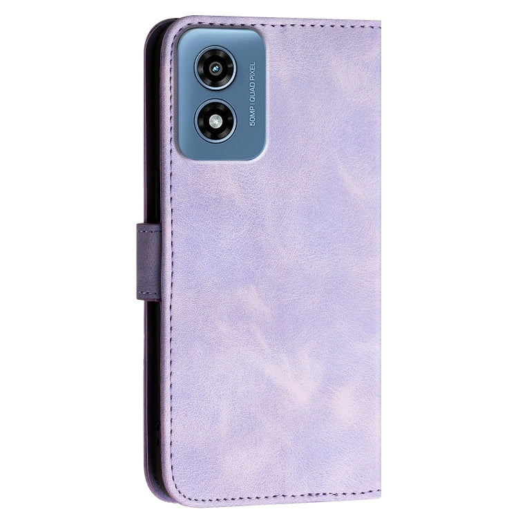 For Motorola Moto G Play 4G 2024 YX0080 Grid Butterfly Embossed Pattern Flip Leather Phone Case with Lanyard(Light Purple) - Motorola Cases by buy2fix | Online Shopping UK | buy2fix