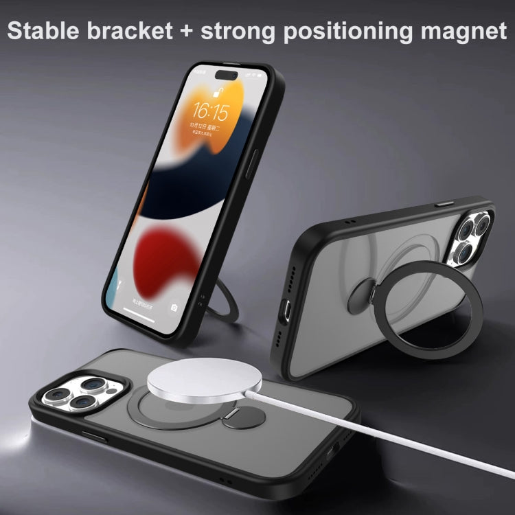 For iPhone 14 Plus 360 Degree Rotating MagSafe Magnetic Bracket Frosted Phone Case(Dark Purple) - iPhone 14 Plus Cases by buy2fix | Online Shopping UK | buy2fix