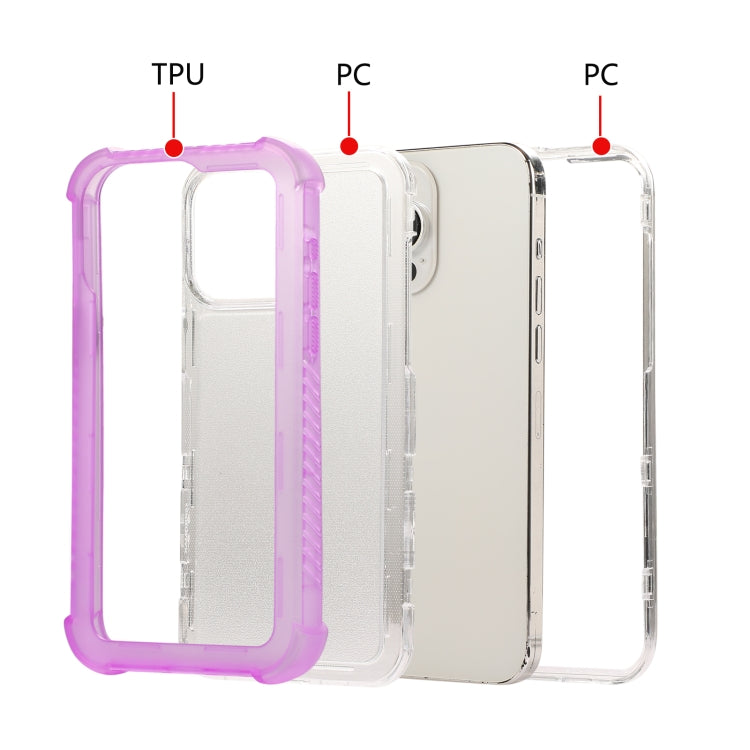 For iPhone 16 Pro Transparent Matte TPU Hybrid PC 3-in-1 Phone Case(Purple) - iPhone 16 Pro Cases by buy2fix | Online Shopping UK | buy2fix