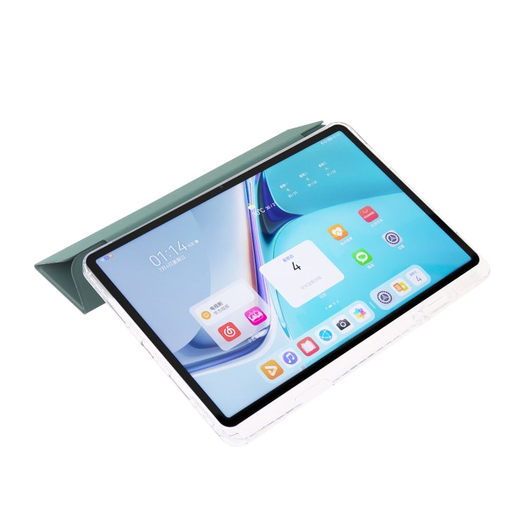 For Huawei Matepad SE 11 2024 Clear Acrylic 3-Fold Leather Tablet Case(Dark Green) - Huawei by buy2fix | Online Shopping UK | buy2fix