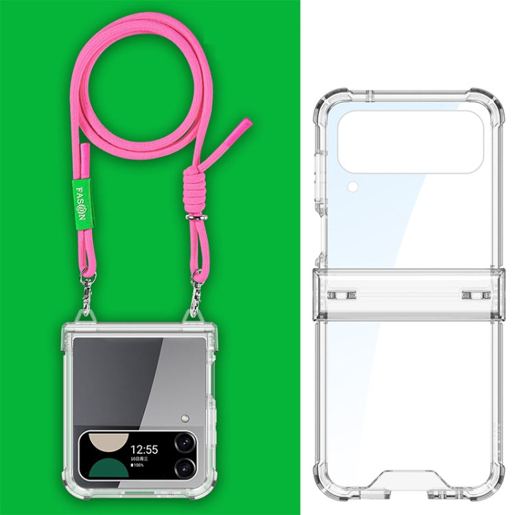 For Samsung Galaxy Z Flip3 GKK Airbag Hinge Full Coverage Phone Case with Crossbody Rope(Pink) - Galaxy Phone Cases by GKK | Online Shopping UK | buy2fix