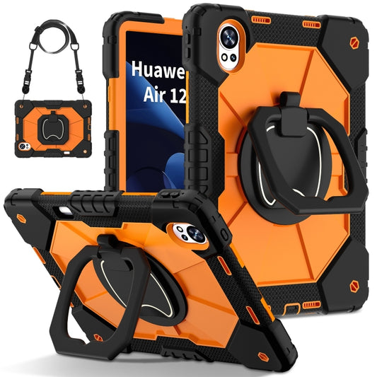 For Huawei MatePad Air 12 2024 Contrast Color Robot Silicone Hybrid PC Tablet Case(Black Orange) - Huawei by buy2fix | Online Shopping UK | buy2fix