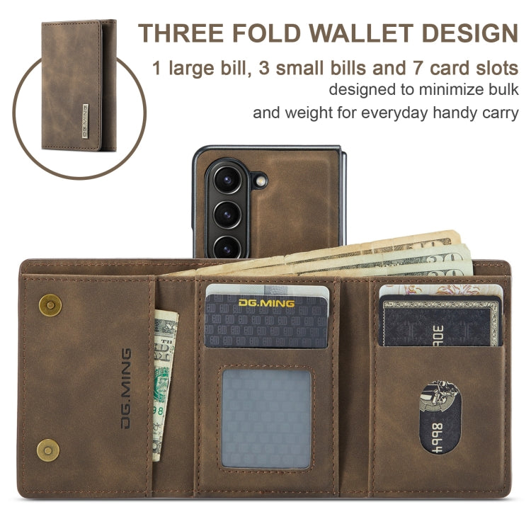 For Samsung Galaxy Z Fold6 DG.MING M1 Series 3-Fold Multi Card Wallet + Magnetic Phone Case(Coffee) - Galaxy Z Fold6 5G Cases by DG.MING | Online Shopping UK | buy2fix