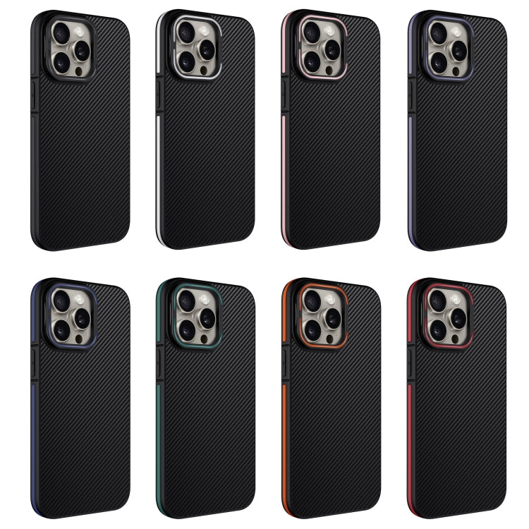 For iPhone 16 Pro Carbon Fiber Texture Lens Holder TPU Phone Case(Red) - iPhone 16 Pro Cases by buy2fix | Online Shopping UK | buy2fix