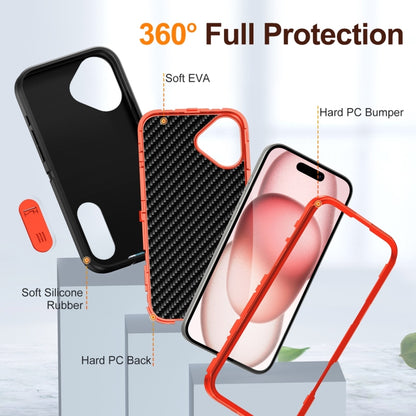 For iPhone 16 Plus Rugged PC + Silicone Phone Case with Holder(Black+Orange) - iPhone 16 Plus Cases by buy2fix | Online Shopping UK | buy2fix