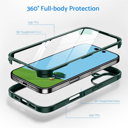 For iPhone 16 Plus Double-sided Plastic Glass Phone Protective Case(Dark Green) - iPhone 16 Plus Cases by buy2fix | Online Shopping UK | buy2fix