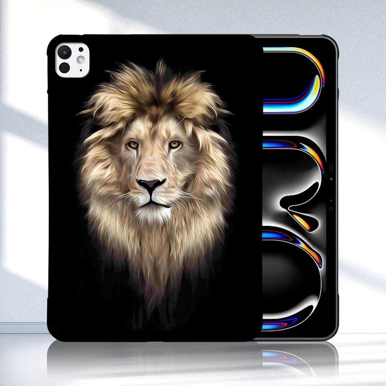 For iPad Pro 13 2024 Color Painting Pattern Smart Tablet TPU Case(Lion) - iPad Pro 13 2024 Cases by buy2fix | Online Shopping UK | buy2fix