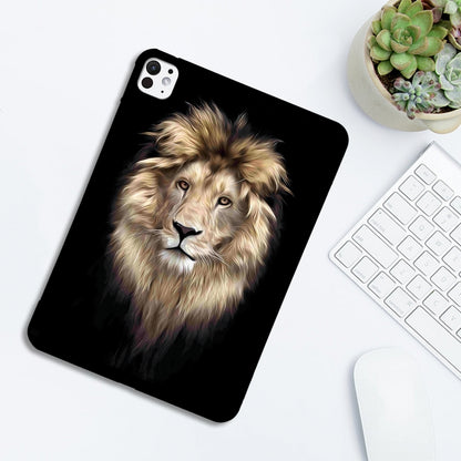 For iPad Pro 13 2024 Color Painting Pattern Smart Tablet TPU Case(Lion) - iPad Pro 13 2024 Cases by buy2fix | Online Shopping UK | buy2fix