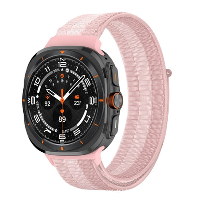 For Samsung Galaxy Watch Ultra 47mm Plastic Connector Nylon Loop Watch Band(Pink White Pink) - Watch Bands by buy2fix | Online Shopping UK | buy2fix