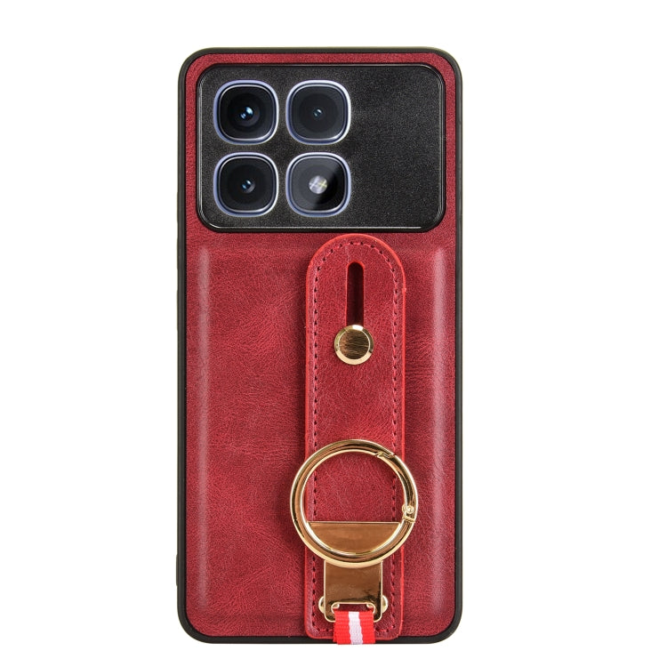 For Redmi K70 Ultra Wristband Leather Back Phone Case(Red) - Xiaomi Cases by buy2fix | Online Shopping UK | buy2fix