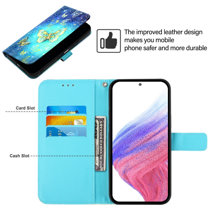 For Redmi K70 Ultra 5G Global 3D Painting Horizontal Flip Leather Phone Case(Golden Butterfly) - Xiaomi Cases by buy2fix | Online Shopping UK | buy2fix